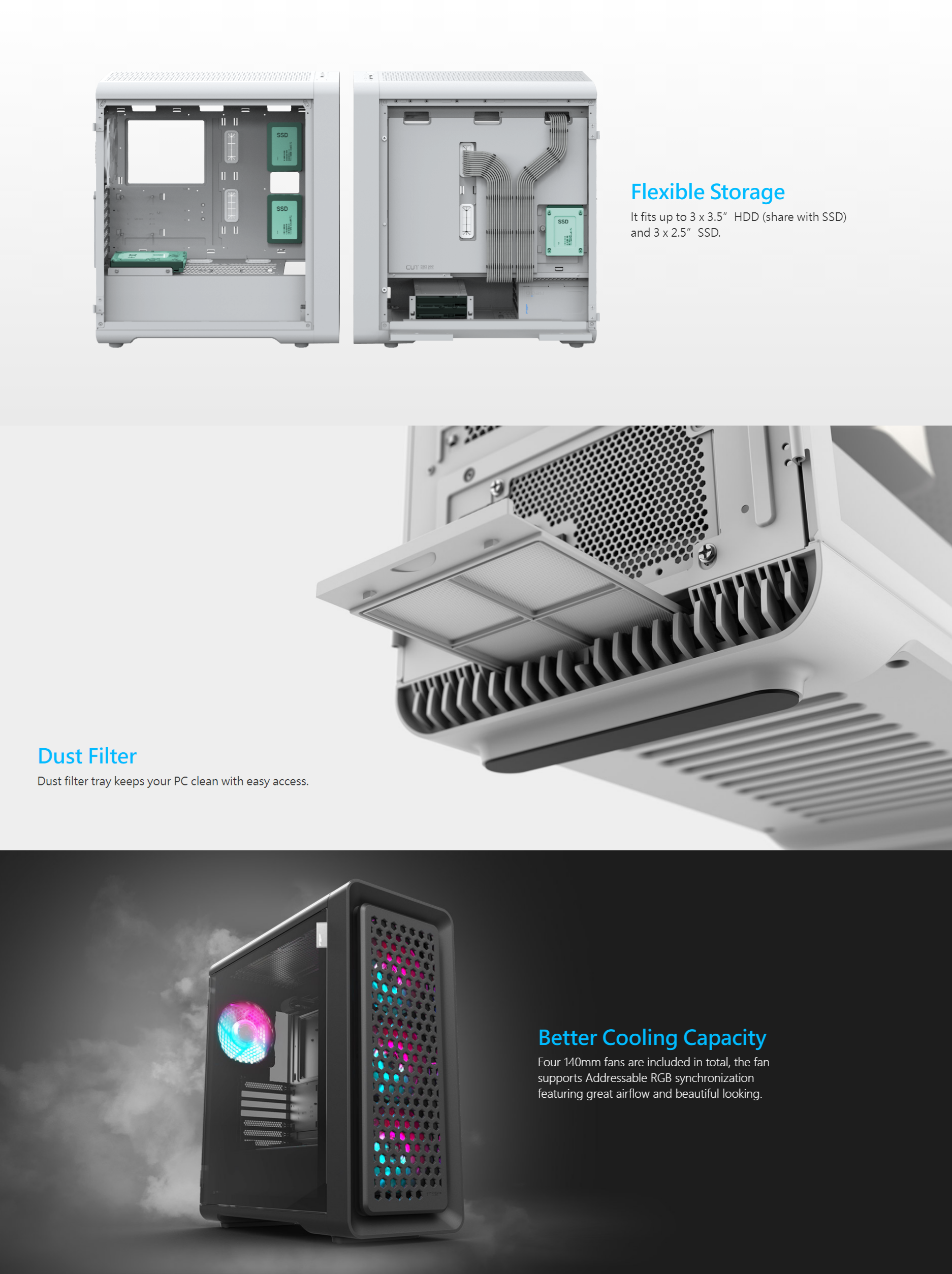 A large marketing image providing additional information about the product FSP CUT593P Mid Tower Case - Black - Additional alt info not provided